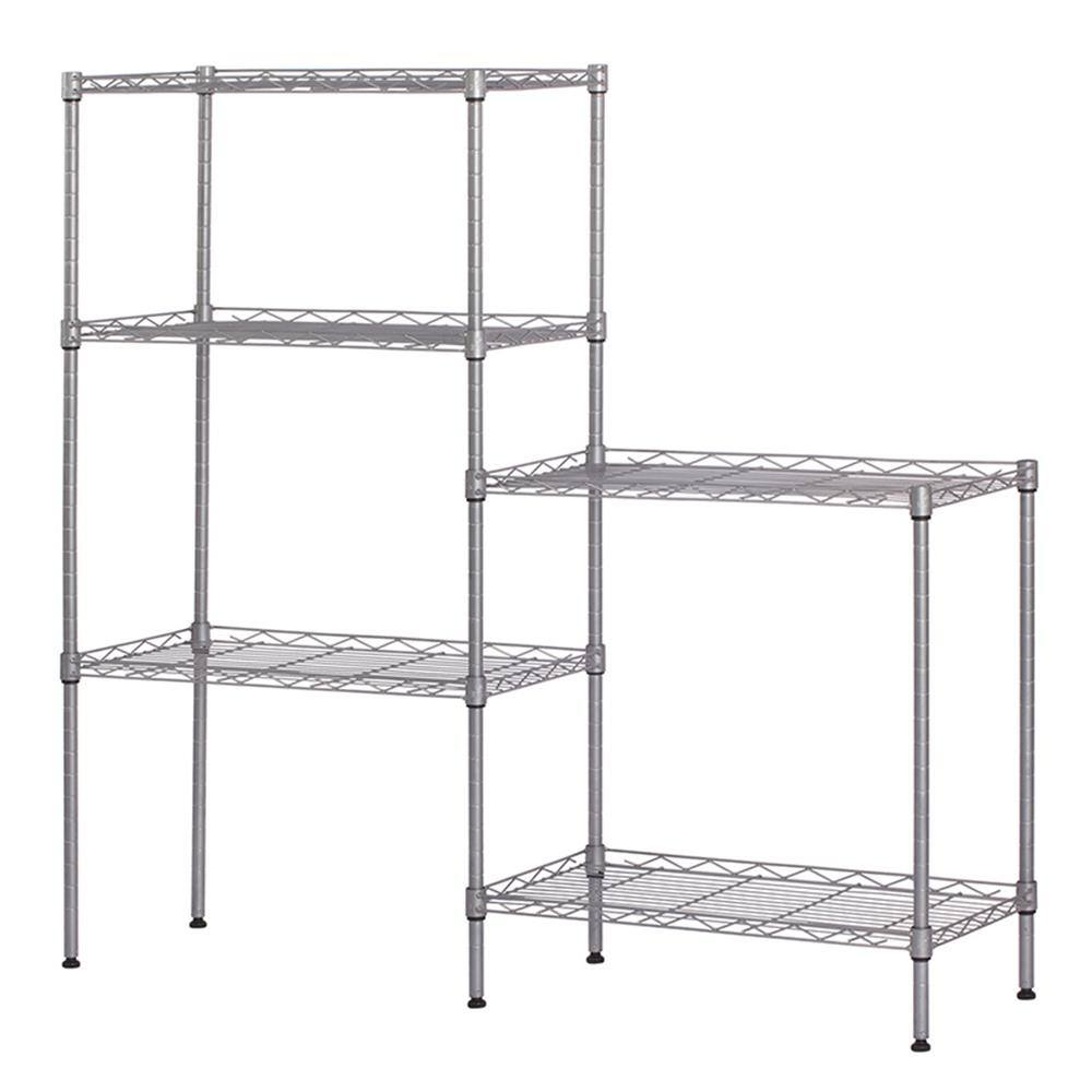 Karl home Silver 5-Tier Heavy Duty Steel Freestanding Garage Storage Unit (11.42 in. W x 59 in. H x 21.3 in. D) 302992573327