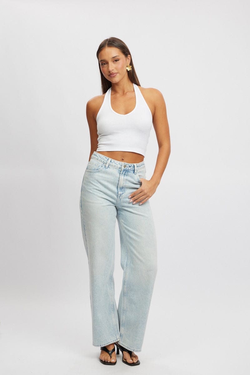 Denim Wide Leg Jeans High Rise