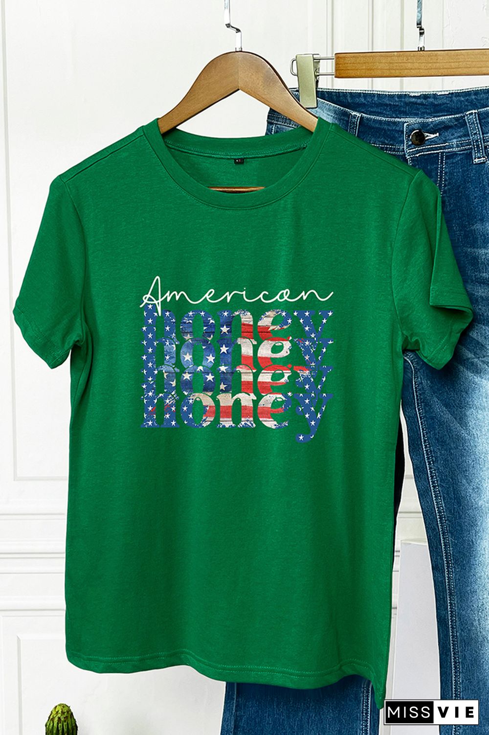 American Honey Grunge Flag Graphic Tee Wholesale