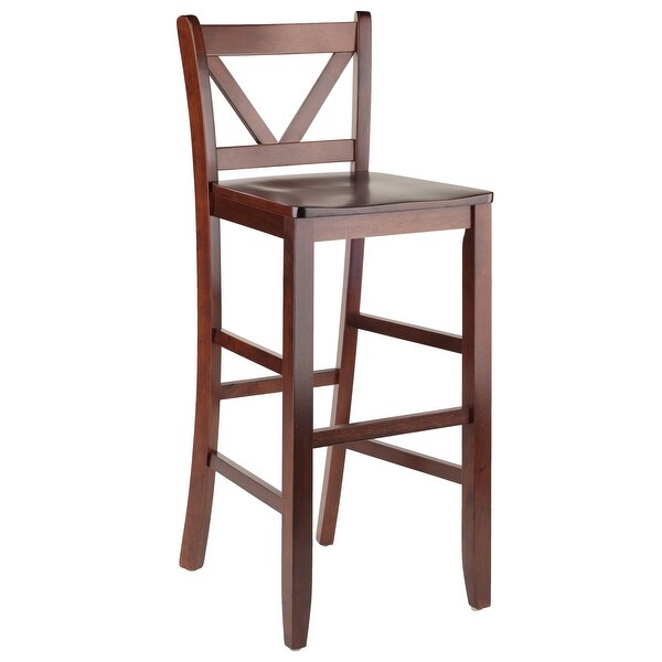 Wood Inglewood 3-Pc Dining Set， High Table and 2 V-Back Bar Stools， Walnut Finish