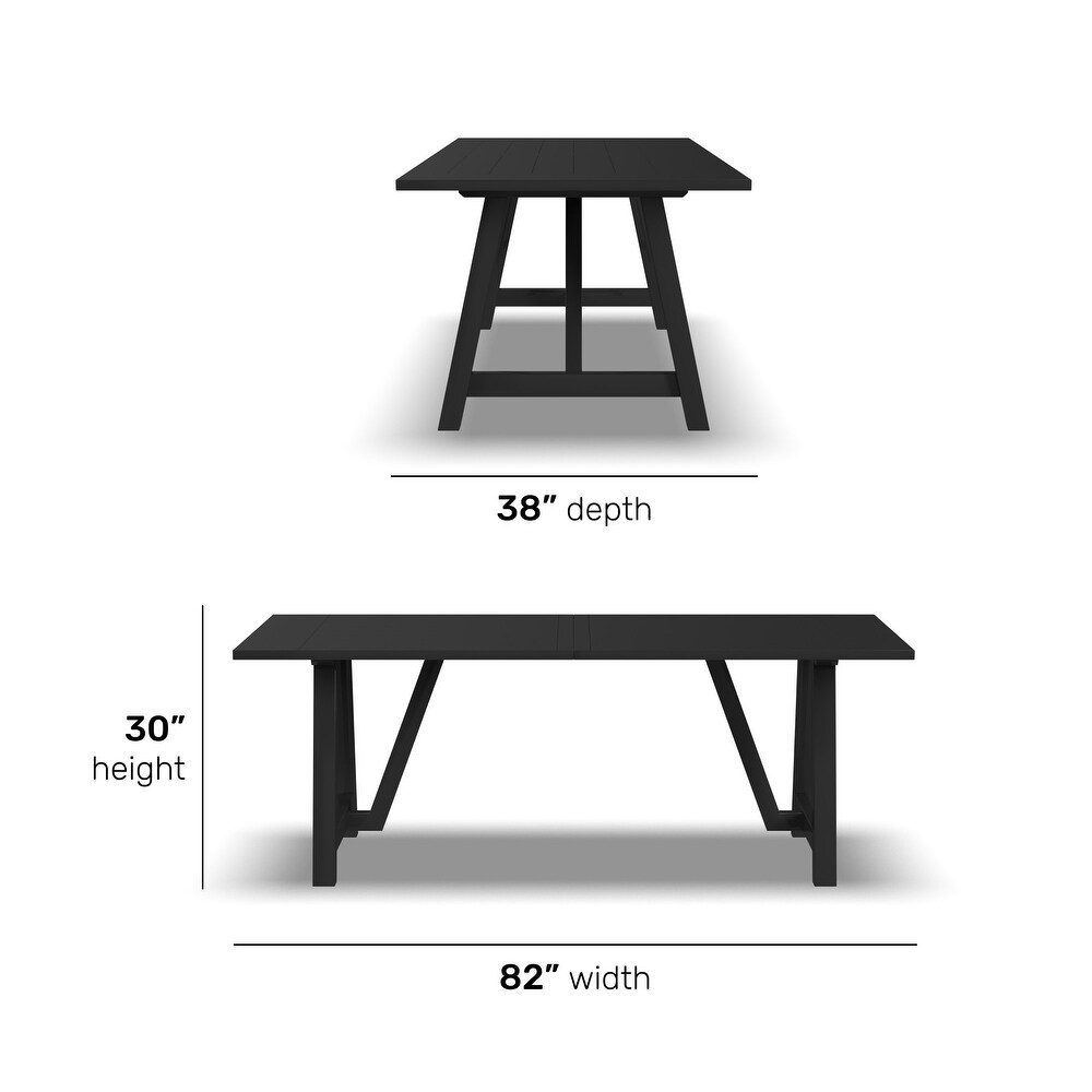 Trestle Black Wood Dining Table   82\