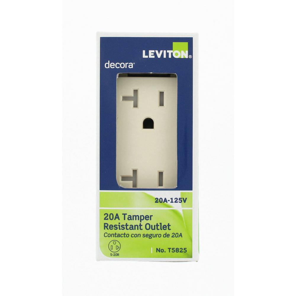 Leviton Decora 20 Amp  Tamper Resistant Duplex Outlet Light Almond R58-T5825-00T