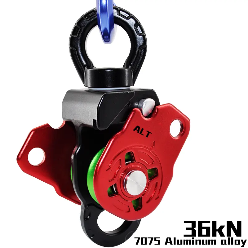 Anodized 7075 Aluminum oy Material 36kN Single Swivel Pulley Suitable for Arborist Aerial Work Industrial Use