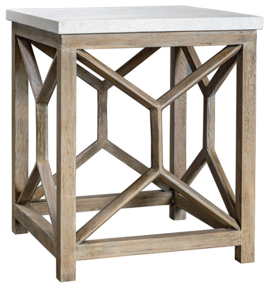 Uttermost Catali Stone End Table 25886   Farmhouse   Side Tables And End Tables   by HedgeApple  Houzz