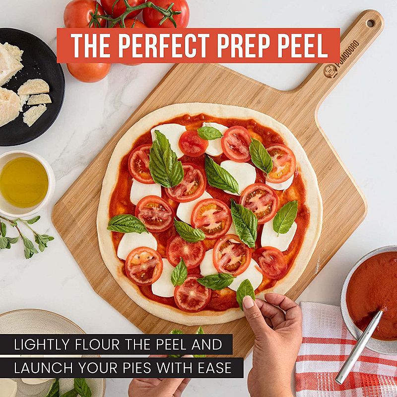 Chef Pomodoro 14-inch Pizza Peel， Lightweight Wooden Pizza Paddle And Serving Board