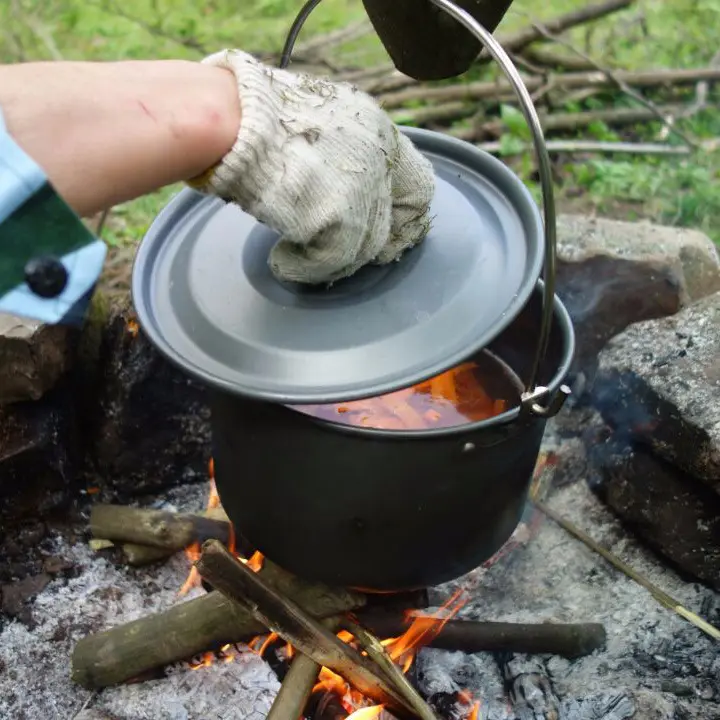 Outdoor picnic single pot   Aluminum oy camping hanging pot