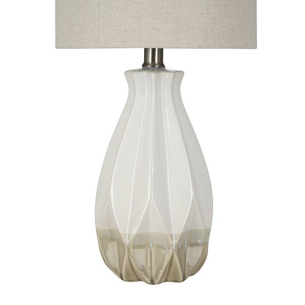 Textured Ceramic Accent Table Lamp With Linen Shade includes Led Light Bulb White Dailsygrab