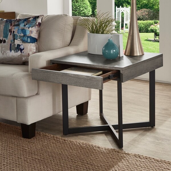 Eldersley Wood Finish End Table with One Drawer by iNSPIRE Q Modern