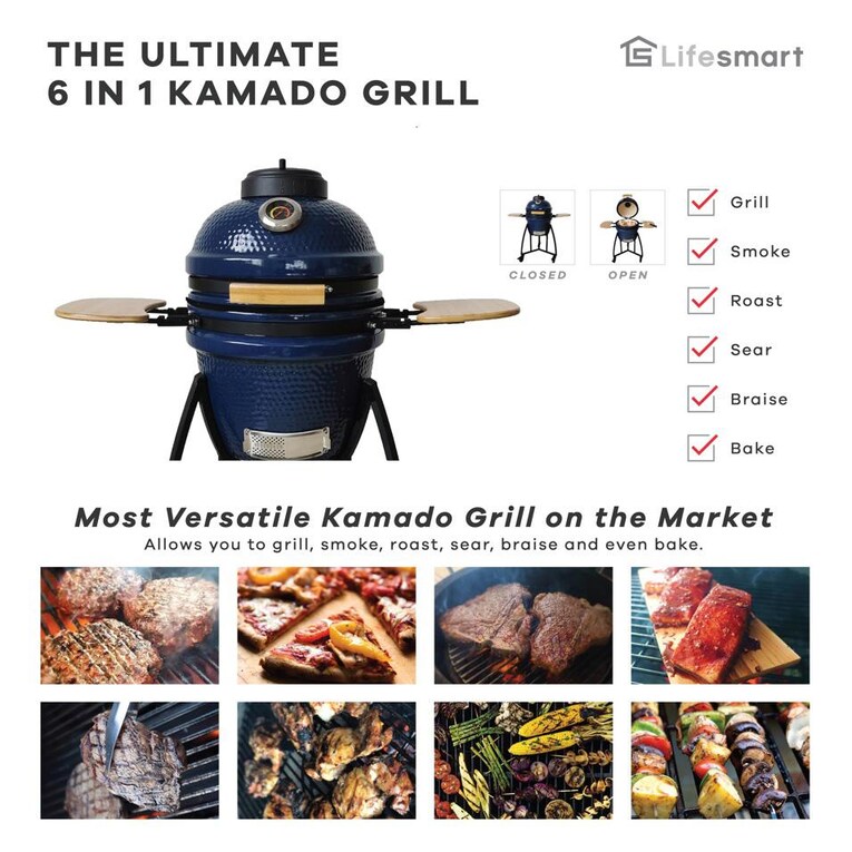 Lifesmart 16-Inch Ceramic Kamado Grill