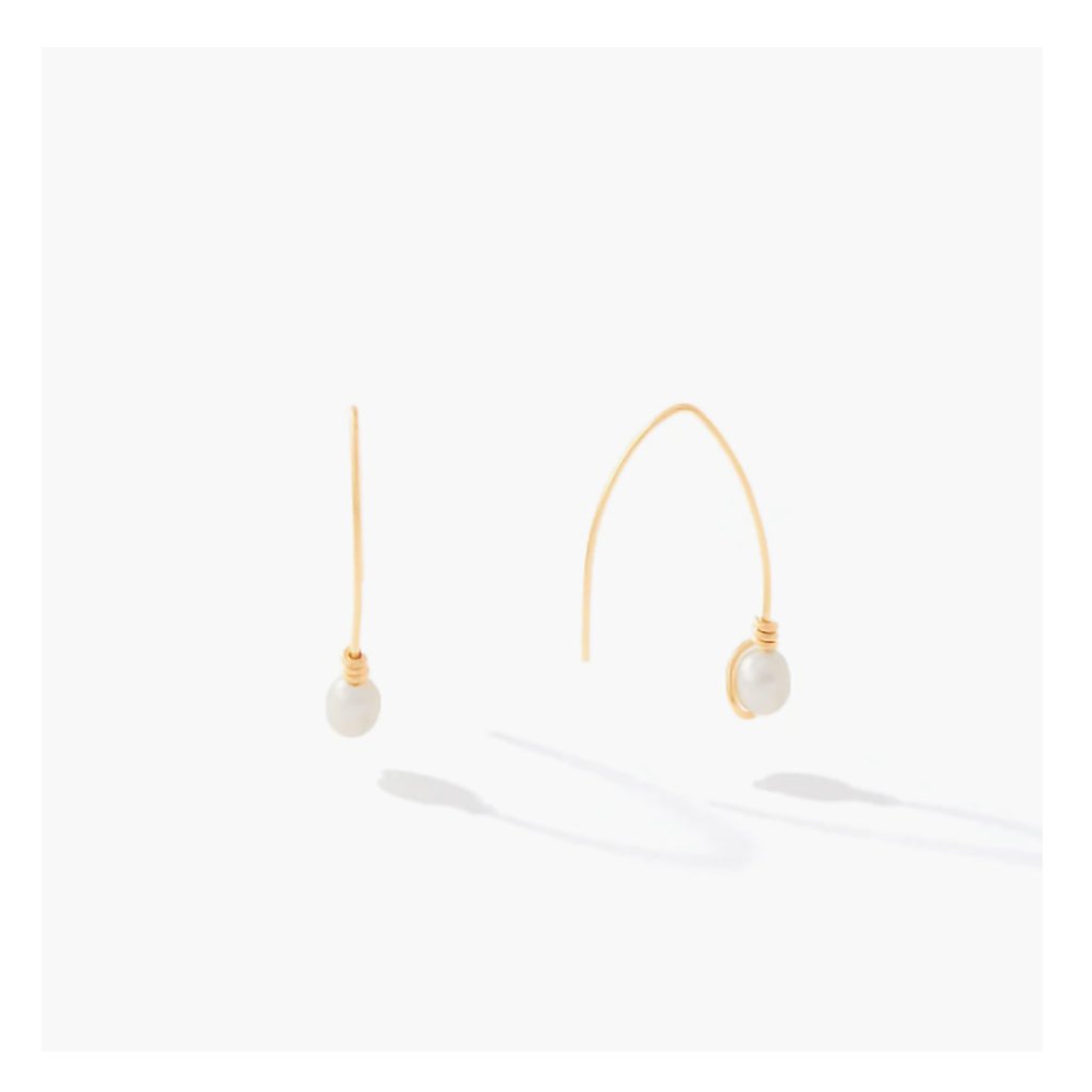 Ronaldo Jewelry  Simplicity Earrings in Gold -White Pearl