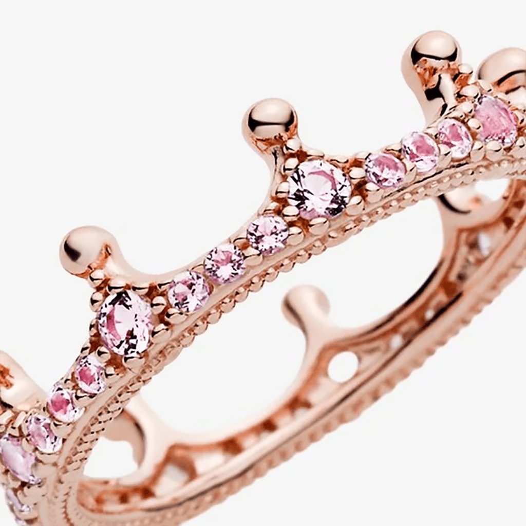 PANDORA  Pink Sparkling Crown Ring