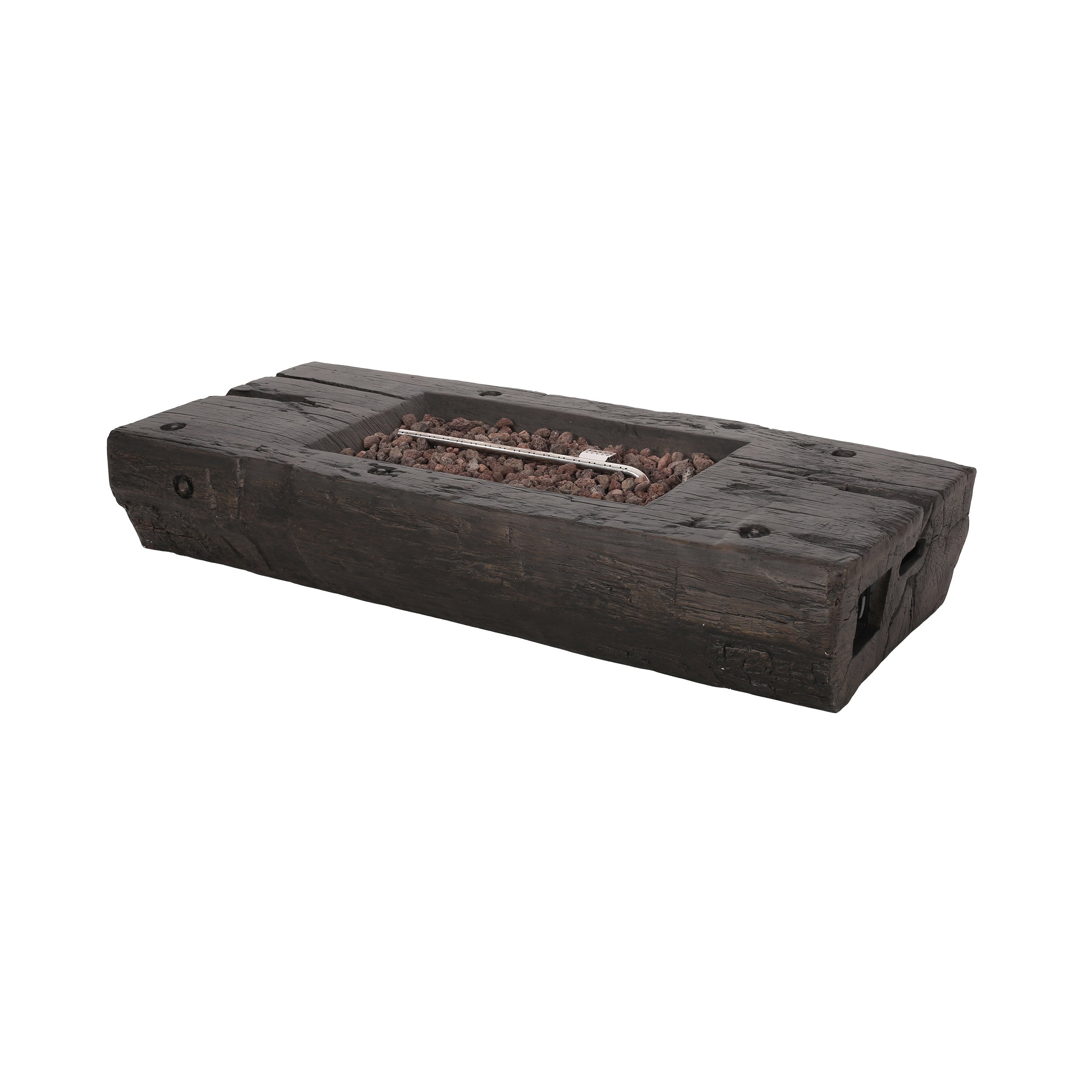 Carolina Outdoor 40,000 BTU Lightweight Concrete Wood Finish Fire Pit (No Tank Holder), Brown