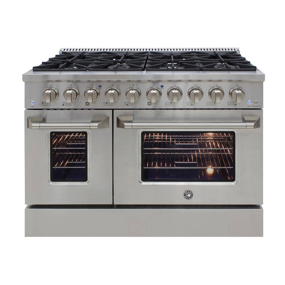 Brama 48 in. Double Oven 3.5 and 2 cu. ft. Gas Range in Stainless Steel BR-48SSGG