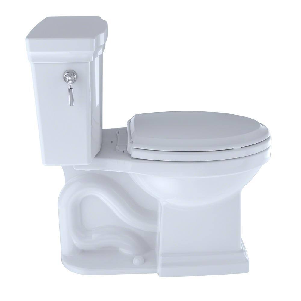 TOTO Promenade II 2-Piece 1.28 GPF Single Flush Elongated ADA Comfort Height Toilet in Cotton White SoftClose Seat Included MS404124CEFG#01