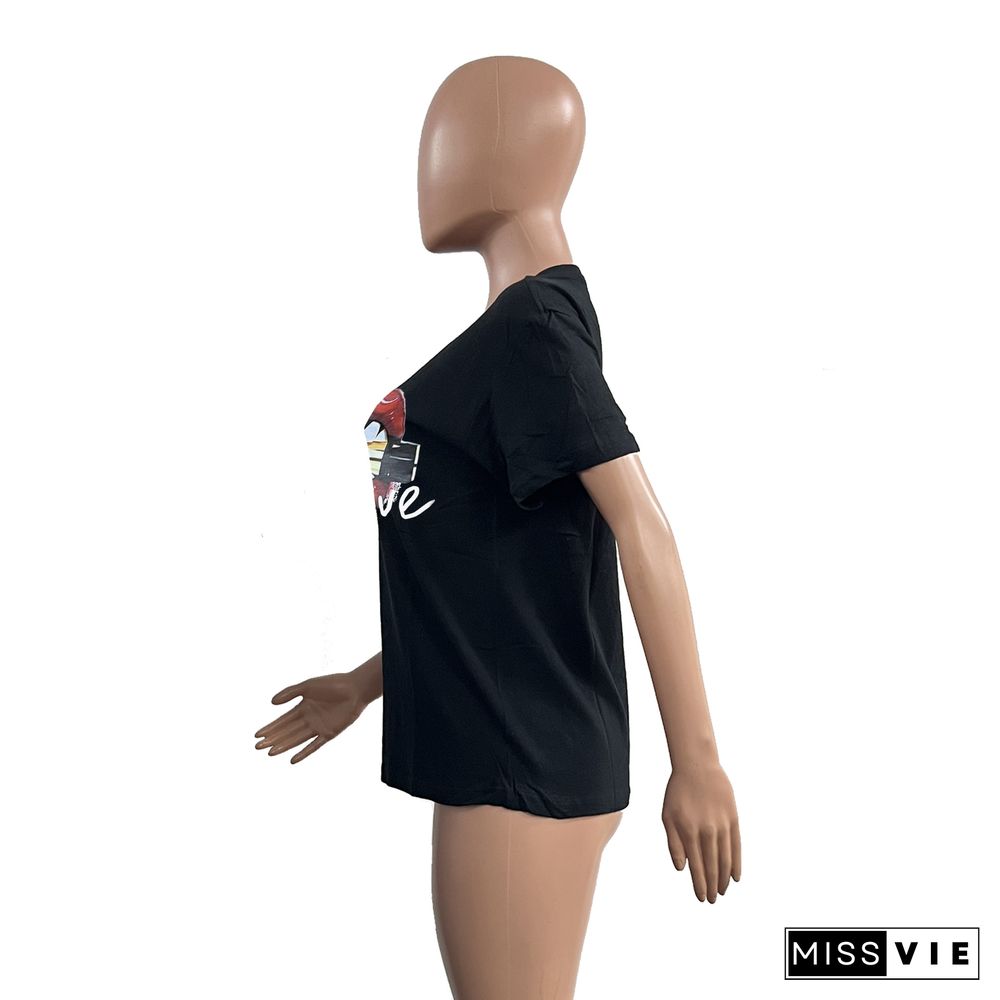 Short Sleeve Round Neck Cotton Graphic T-shirts