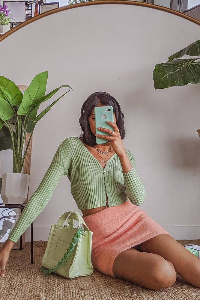 Heartbreak Motel Knit Crop Green