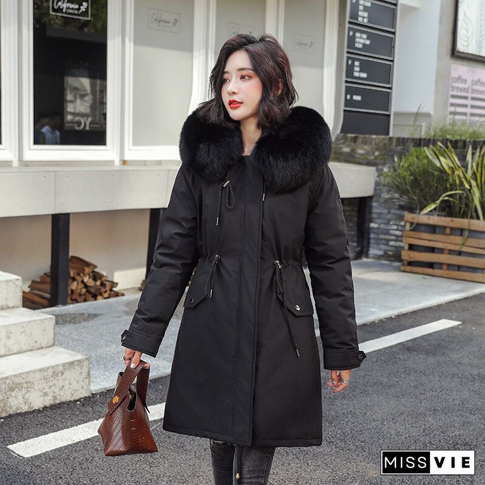 New Women Long Coat Autumn Winter Warm Velvet Thicken Faux Fur Coats Parka Female Solid Big Pocket Jacket Outwear