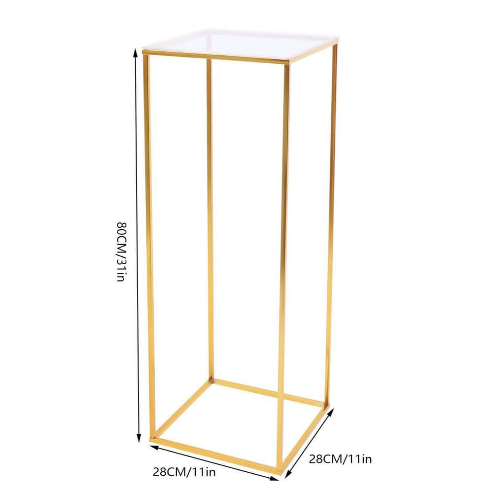 YIYIBYUS 31 in. Tall Indoor/Outdoor Gold Metal Column Flower Plant Stand (1-Tiered) HG-ZJ-9241