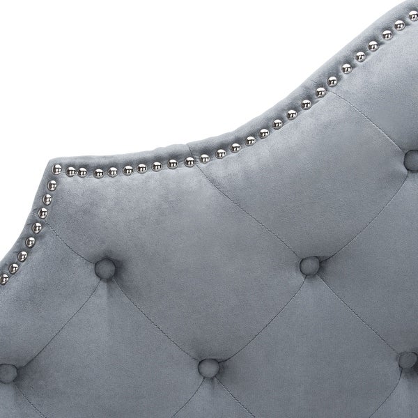 SAFAVIEH Arebelle Grey Upholstered Tufted Headboard - Silver Nailhead (Full) - - 12014901