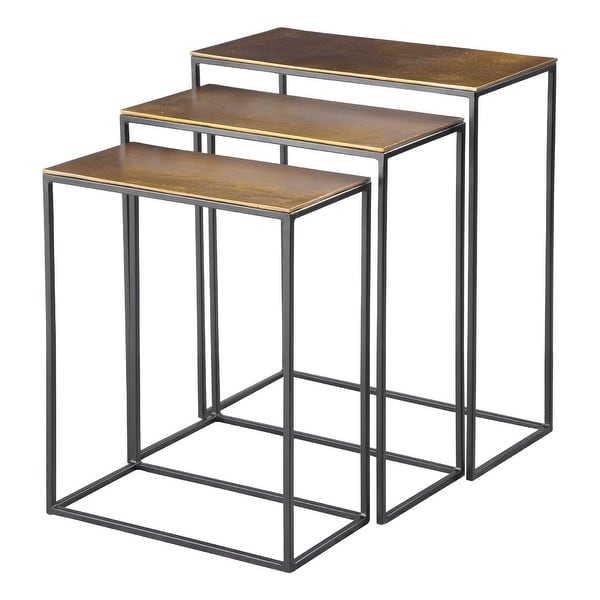 Set of Three Contemporary Black and Gold Nesting Tables 25.5