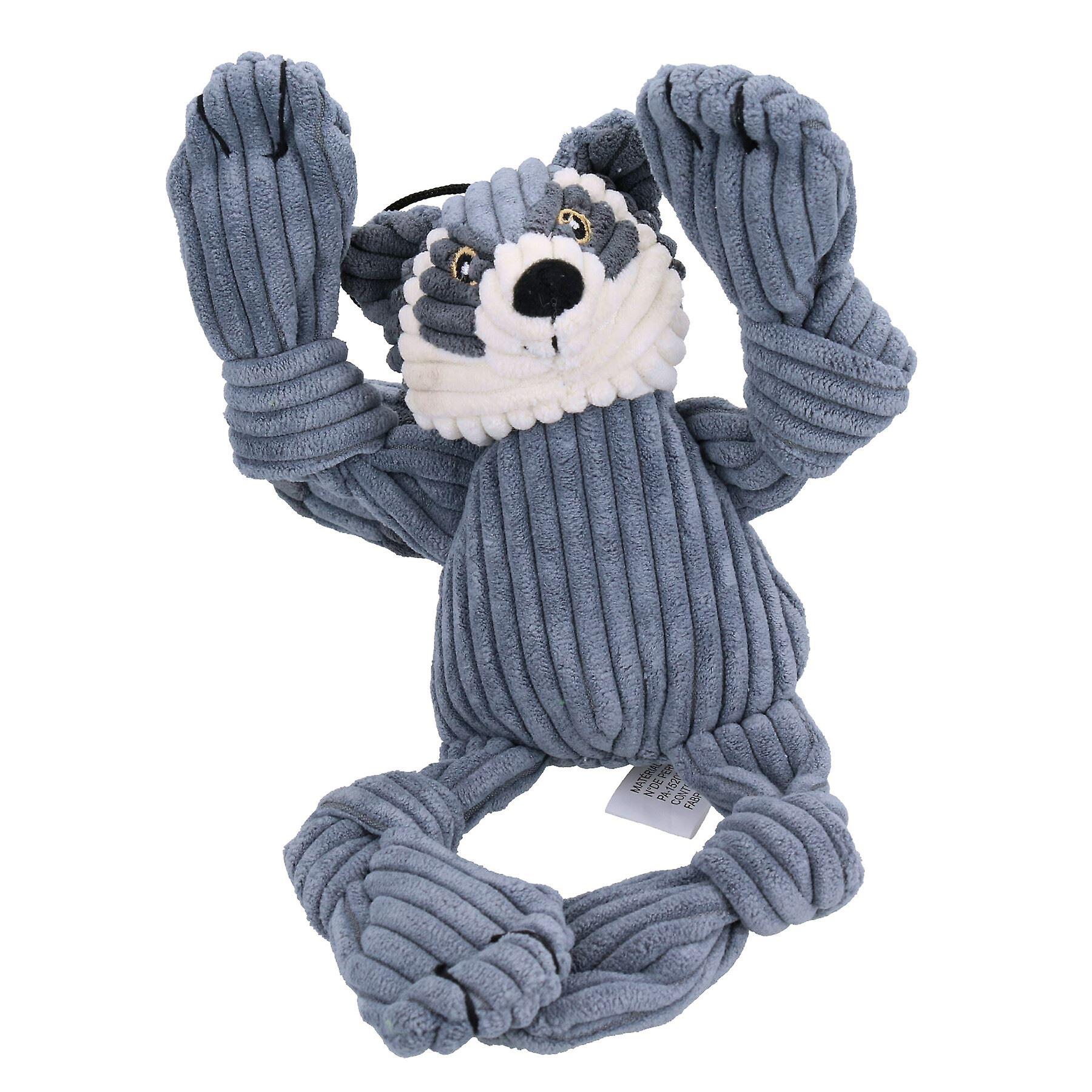 Small Raccoon Knottie Plush Durable Multi Squeaky Dog Puppy Toy 6x12x22cm