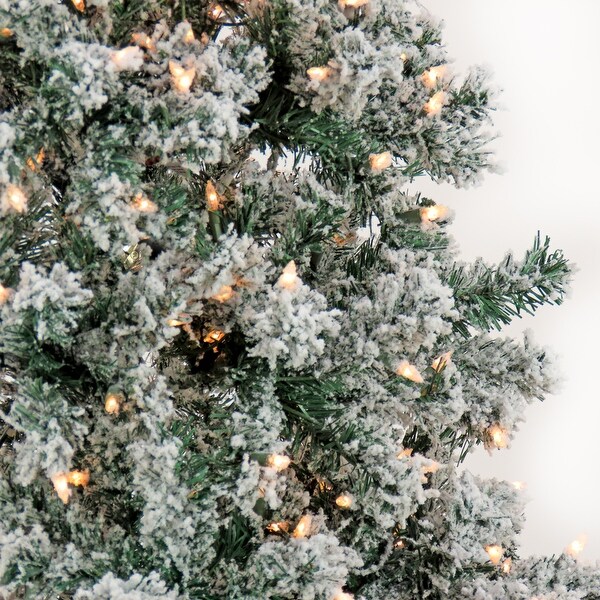 National Tree Company 9 ft. Prelit Artificial Snowy Crestview Hinged Tree，900 Clear Lights