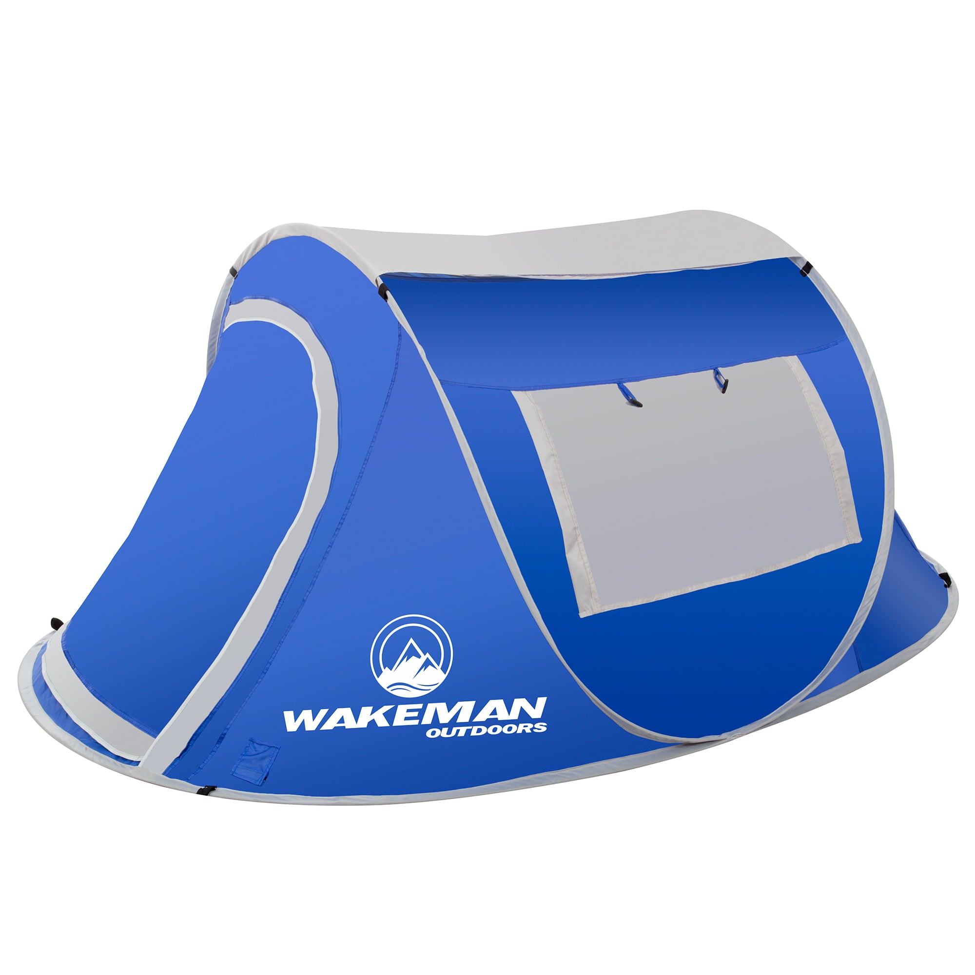 2-Person Pop-up Tent - Water-Resistant Polyester Tent for Camping and Backpacking with Rainfly， Tent Stakes， and Carry Bag - Blue， by Wakeman Outdoors