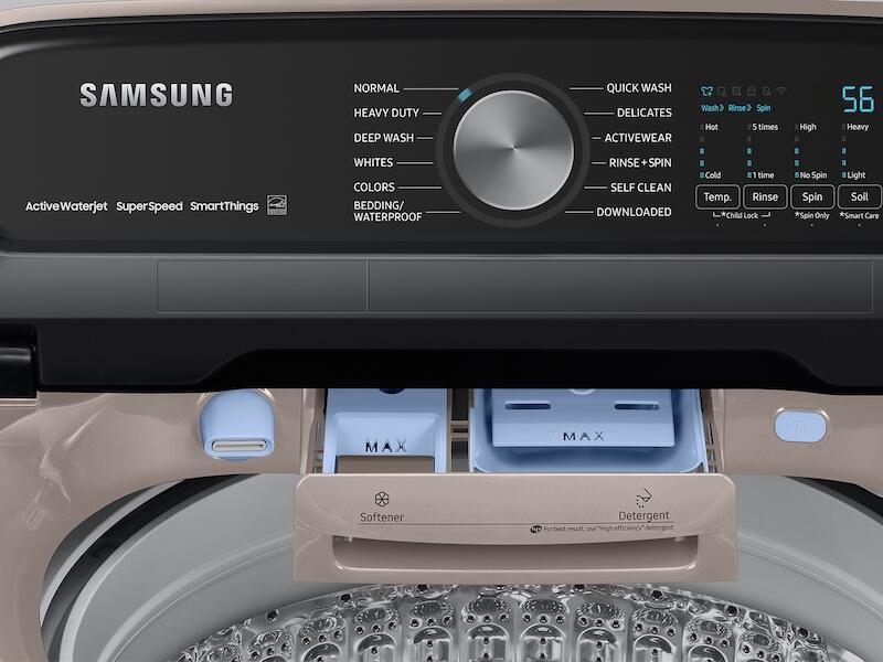 Samsung WA52A5500AC 5.2 Cu. Ft. Large Capacity Smart Top Load Washer With Super Speed Wash In Champagne