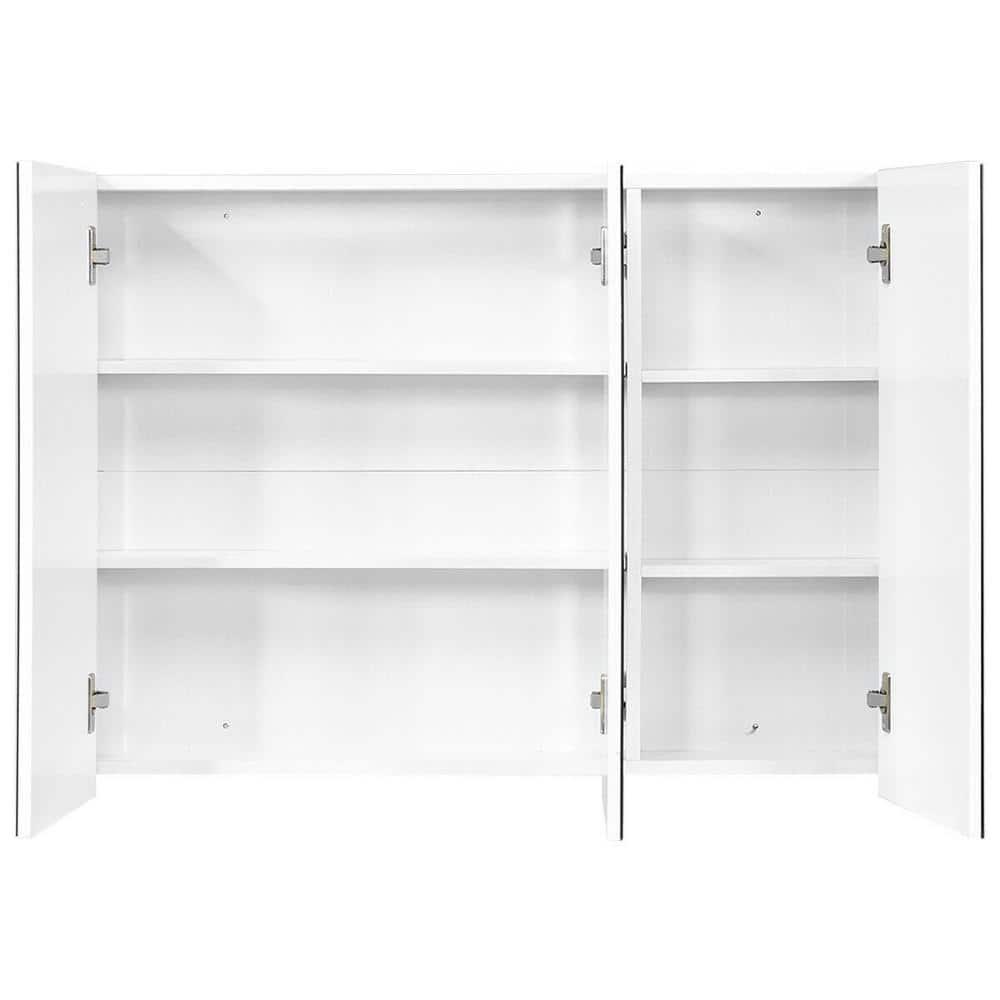 WELLFOR 36 in Width x 255 in Height x 45 in Depth Surface Mount Medicine Cabinet in TriView Mirror in White