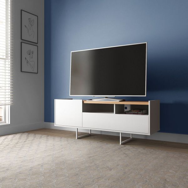 Winston 53.14 TV Stand in White and Cinnamon