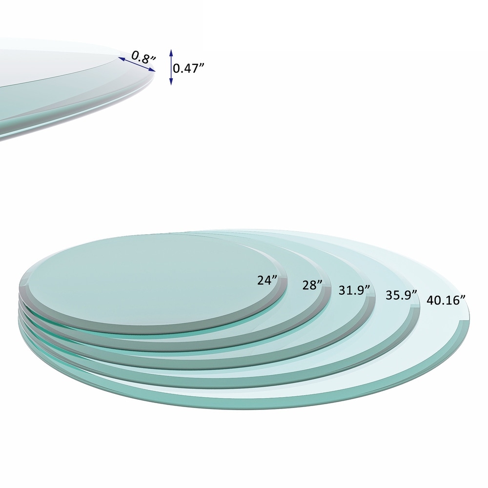 Round Tempered Glass Table Top Beveled Polished Edge (Only Table Top)