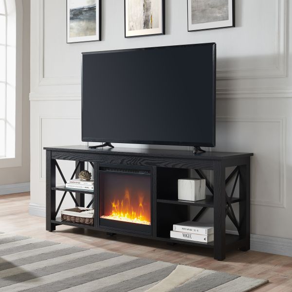 Sawyer Rectangular TV Stand with Crystal Fireplace for TV's up to 65