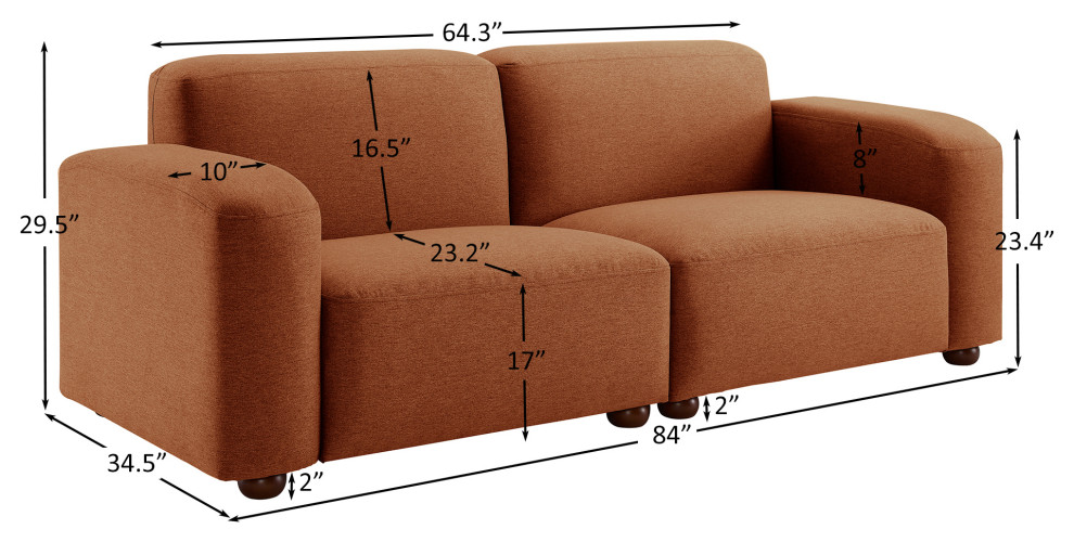 CentaurNoah 83.5 quotWide 3 Seater Sofa  Boucle/Linen Upholstery   Midcentury   Sofas   by Centaur Noah  Houzz