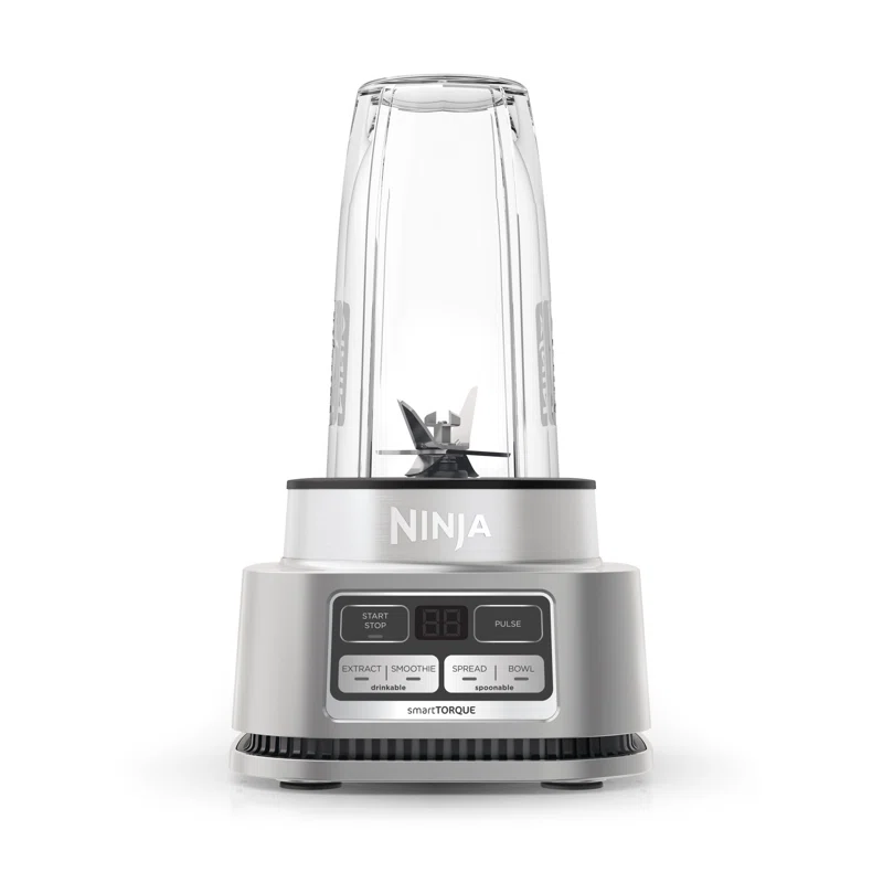 Ninja SS101 Foodi Smoothie Maker and Nutrient Extractor 1200 WP， 6 Functions Smoothies， Extractions， Spreads， smartTORQUE， 14-oz. Smoothie Maker， (2) To-Go Cups and Lids， Silver