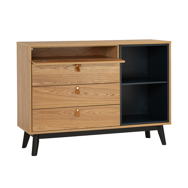 CASTOR Sideboard Buffet 125cm - Natural, Navy Blue & Black