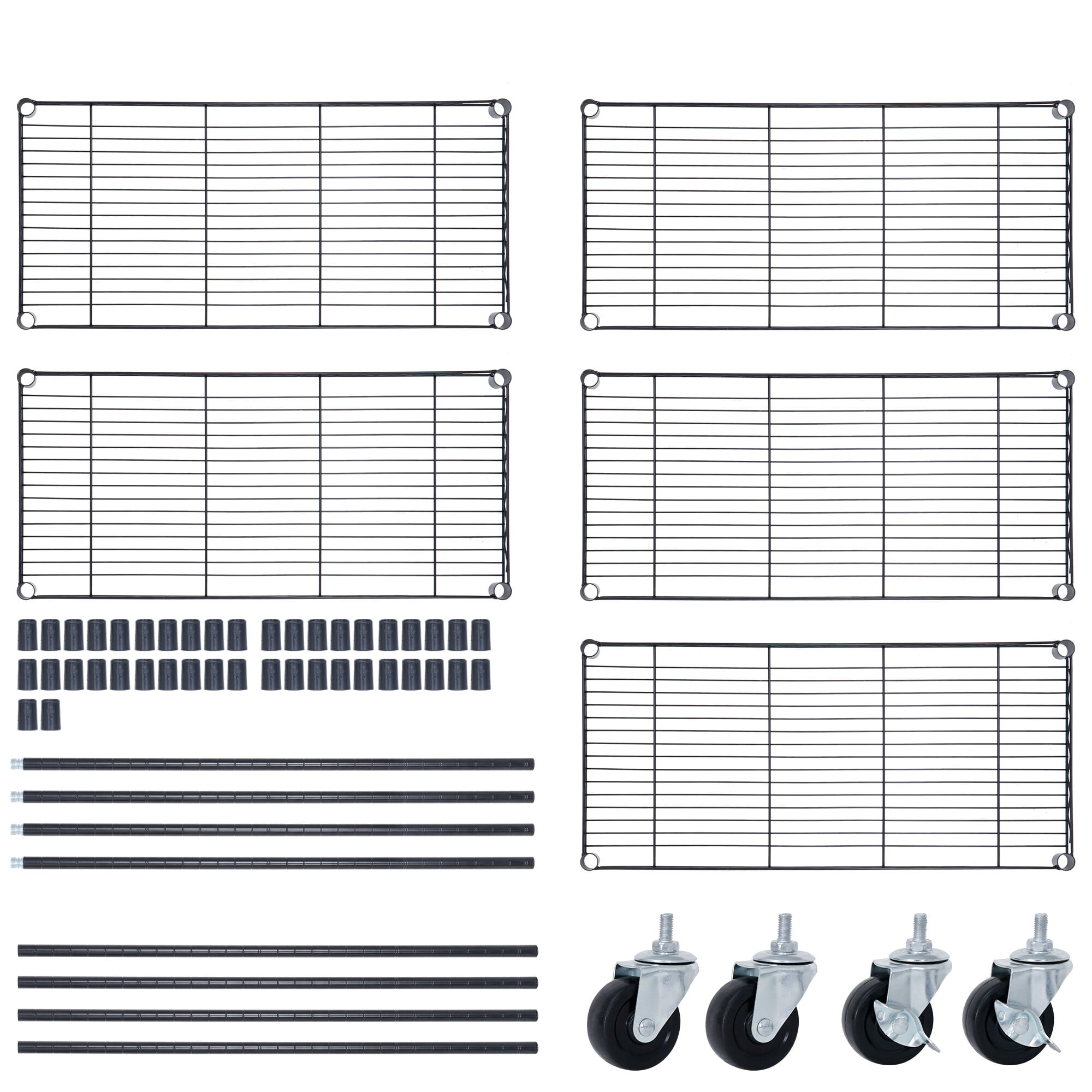 ZenSports 5-Tier Mobile Storage Rack 300LBS Steel Wire Shelving Unit W/Wheels for Kitchen Garage