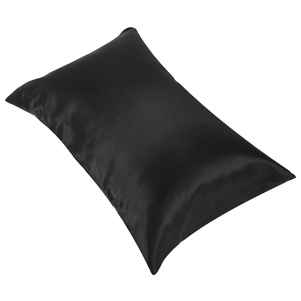 Bedding Luxury Soft Silky Satin Pillowcase Black With Zipper Uk-us Queen 51*76*2 Cm