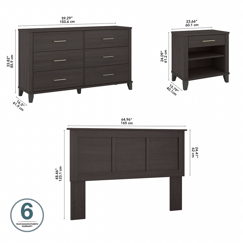 Somerset Ash Grey Headboard  Dresser and Nightstand Bedroom Set