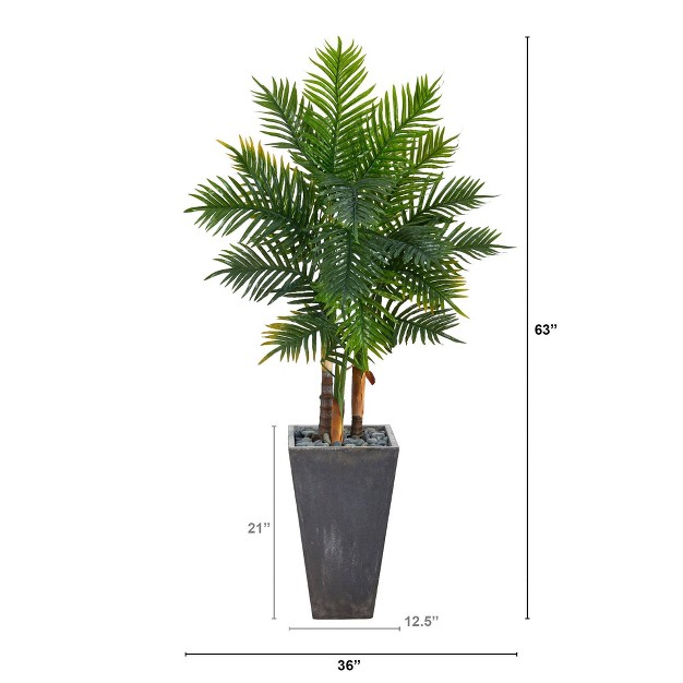 Nearly Natural 63-in Areca Artificial Palm Tree In Cement Planter (real Touch)