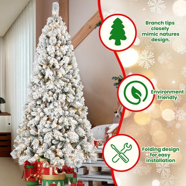 4/5/6/7/7.5/8/9 FT PVC/ Pine Needle Mixed Automatic Flocked Christmas Tree with Lights