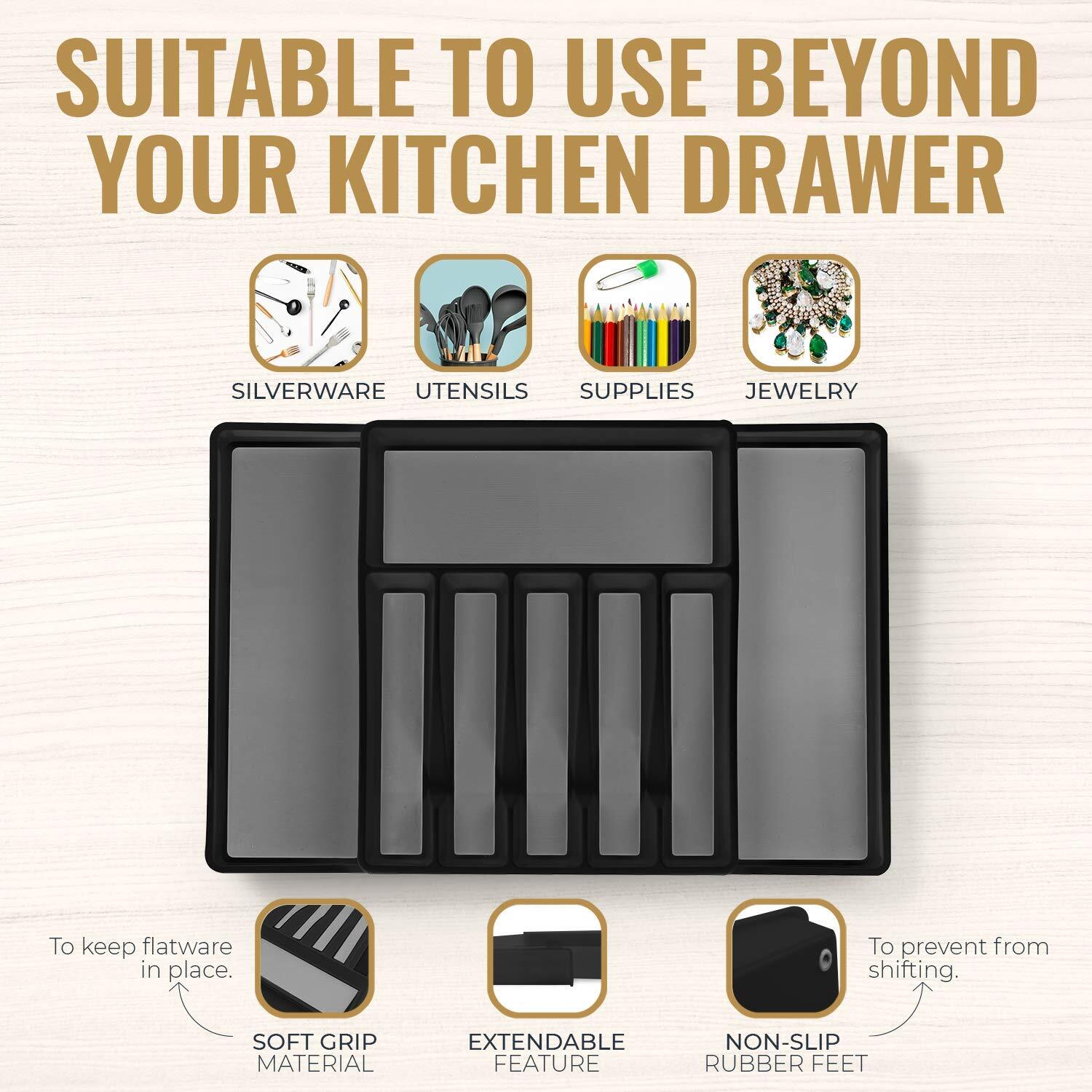 Expandable In Drawer Cutlery Organizer & Utensil Tray Set