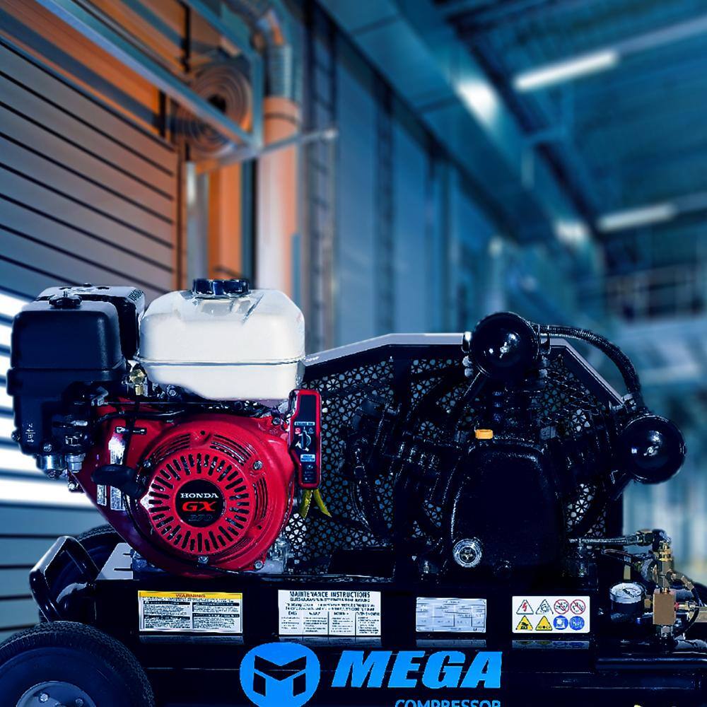 Mega Compressor 10 Gal. 9 HP 175 PSI Portable Dual Wheeled Gas Air Compressor MP-9010HGE