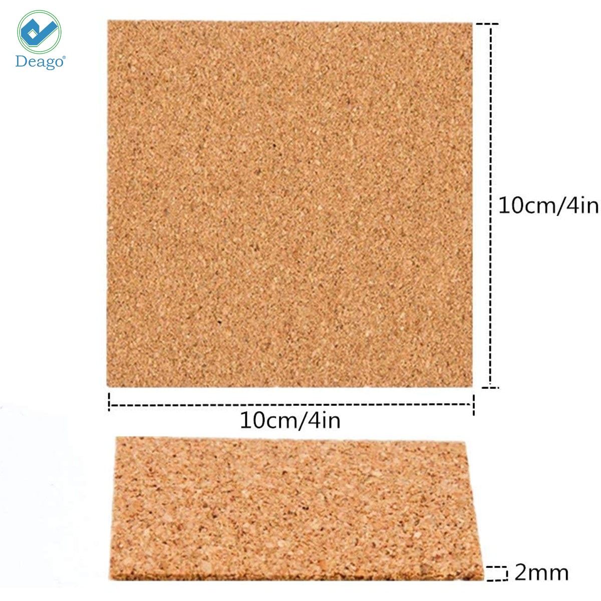 Deago 50 Pack Self-Adhesive Cork Squares 4 x 4 Inch Cork Tiles Board Mini Backing Sheets for Coasters and DIY Crafts