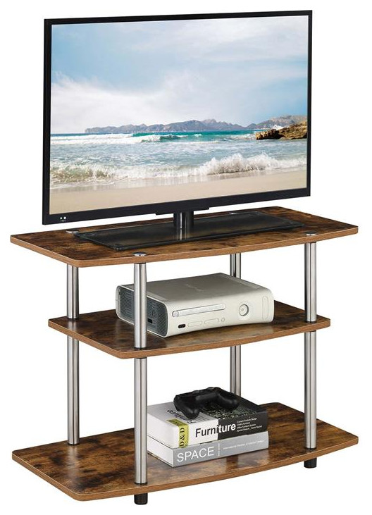 Convenience Concepts Designs2Go Three Tier Wood 32 quotTV Stand in Nutmeg Wood   Contemporary   Entertainment Centers And Tv Stands   by Homesquare  Houzz