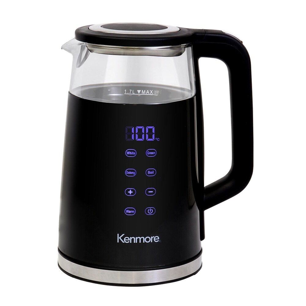 Kenmore Glass Electric Kettle 1.7L  Digital Temperature Control  Black