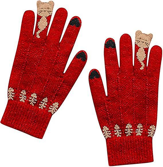 Women's Warm Velvet Gloves Knitted Winter Gloves Outdoor Work Gloves3setmulti-color