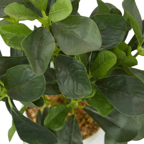 The Novogratz Green Faux Foliage Eucalyptus Artificial Plant with Realistic Leaves and White Marble Pot