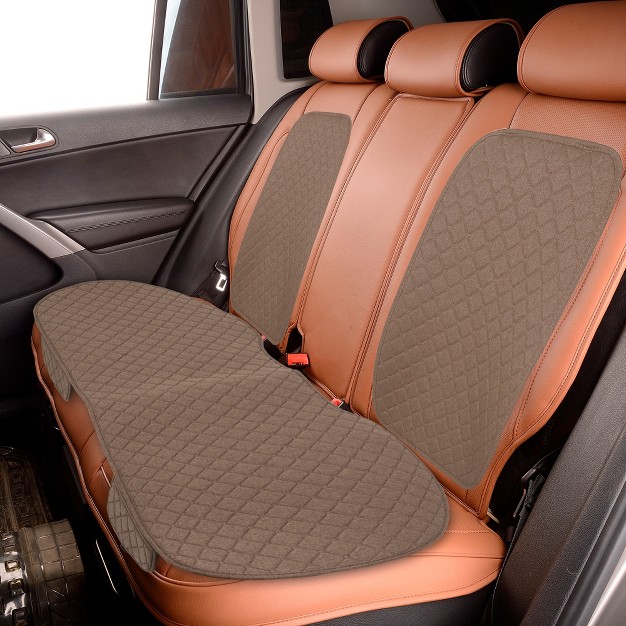 Unique Bargains Universal Car Seat Covers Protector Set Rear Seat Pad Mat Rear Bench Cover Breathable Flax Fiber Brown