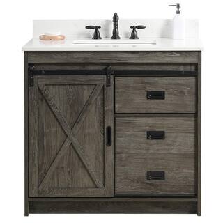 SUDIO Rafter 36 in. W Bath Vanity in Charcoal Gray with Engineered Stone Vanity Top in Carrara White with white Basin Rafter-36CG