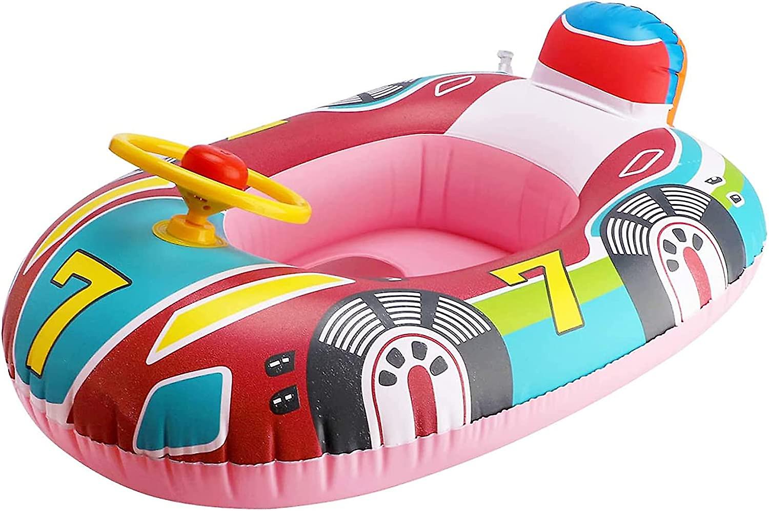 Cute Inflatable Pool Float ， Inflatable Swimming Float Seat Boat， Water Swimming Ring Floating Boat， Inflatable Float Car With Steering Wheel， Floatin